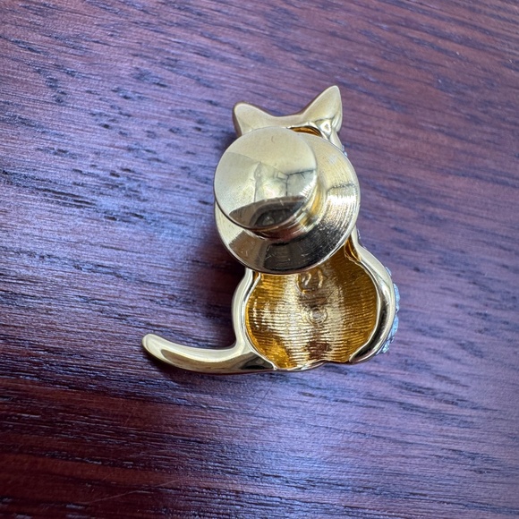 Vintage Swarovski pave crystal cat pin with green eyes. - Picture 6 of 10